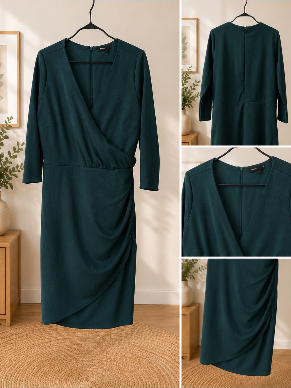 Reitmans Deep Teal Faux-Wrap Midi Dress